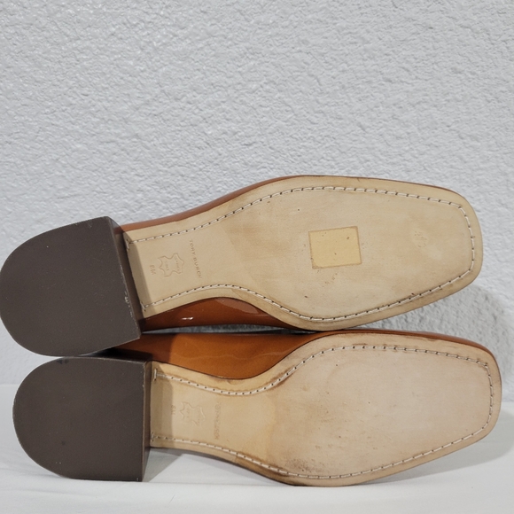 Tory Burch Georgia Pump Size 8, 35mm Heels Patent Leather Brown Cuoio - Picture 14 of 14
